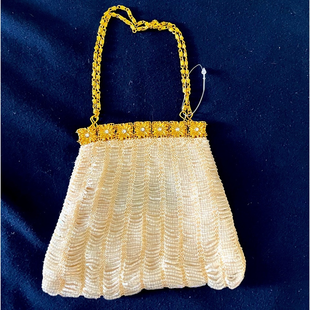 Jessica McClintlock Coin Pouch/Evening Purse - White & Gold